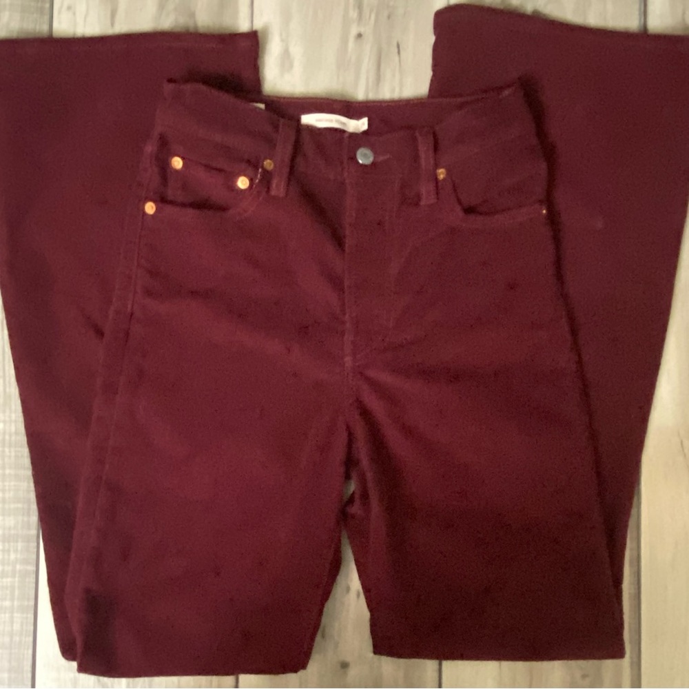 Levi's Premium Ribcage Flare Red Corduroy High Waist Red Jeans Size 25